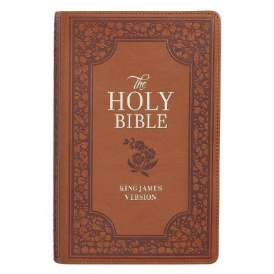 KJV Bible Giant Print Full Size Tan Floral - Large Print (Leather Bound)