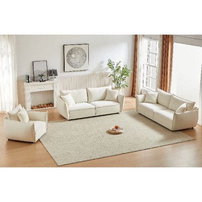 Kumasinova 88" Modern Chenille Sleeper Sofa with Sturdy Wood Frame & 2 Matching Pillows, Wide Living Room 3-Seater Sofa, Thickly Padded Seat