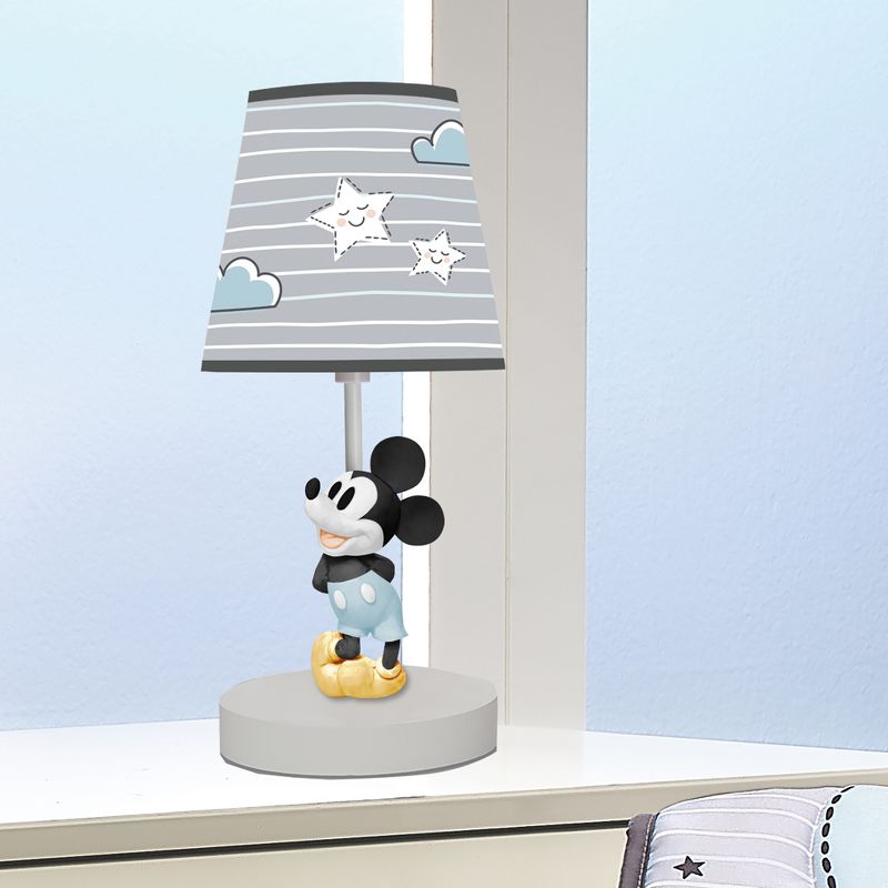 Lambs & Ivy Disney Baby Moonlight Mickey Mouse Lamp with Shade & Bulb - Gray, 4 of 6