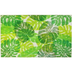 Homefires Monstera Palms Indoor Rug – Tropical Botanical Design in Green Tones, Soft Texture, 3'x5' Rectangle - 1 of 3