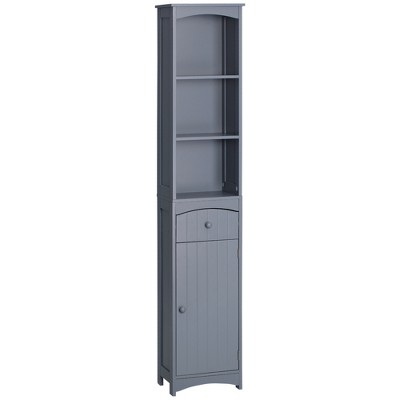 Tall Corner Storage Cabinet with 3-Tier Shelf and Enclosed Cabinet - Costway