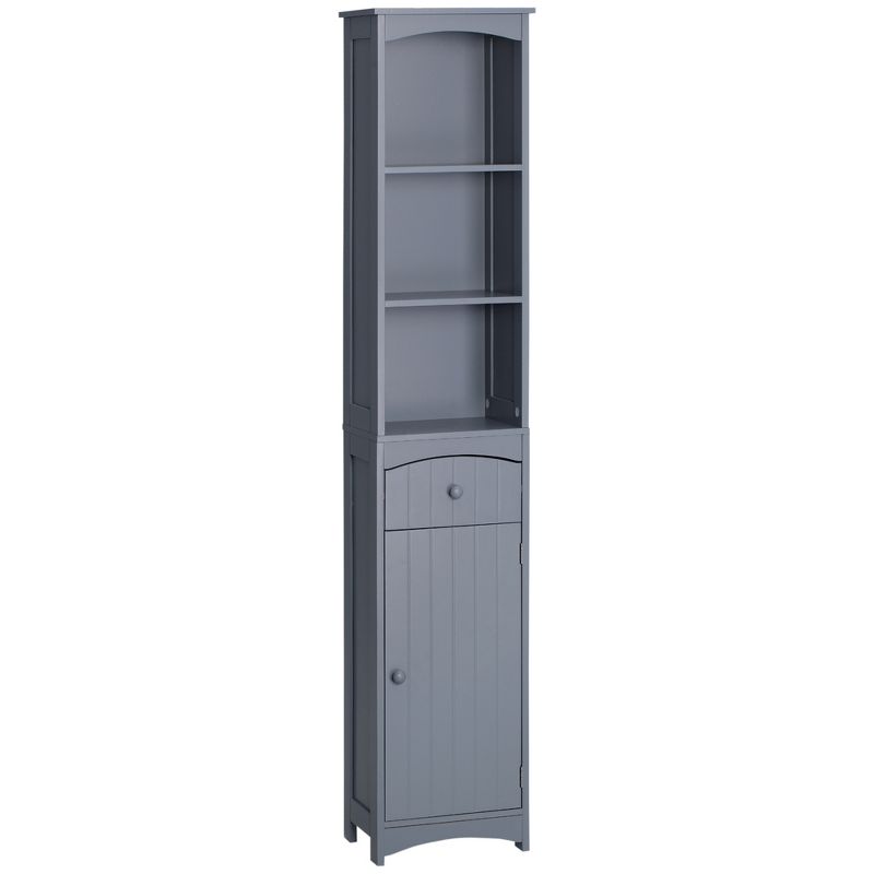 HOMCOM Bathroom Storage Cabinet, Free Standing Bath Storage Unit, Tall Linen Tower with 3-Tier Shelves and Drawer, 1 of 7