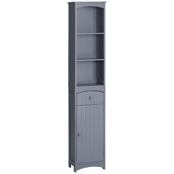 HOMCOM Bathroom Storage Cabinet, Free Standing Bath Storage Unit, Tall Linen Tower with 3-Tier Shelves and Drawer
