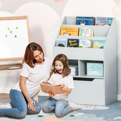 NicBex Kids 5-Shelf Bookcase with Storage Drawer Montessori Toy Organizer Playroom Storage System with Anti-Tip Anchors