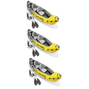 Intex Explorer K2 2 Person Inflatable Kayak Set and Air Pump, Yellow (3 Pack) - 1 of 4