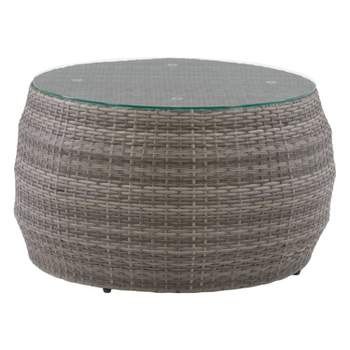 Parksville Round Patio Coffee Table - Gray - CorLiving