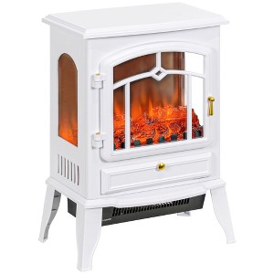 HOMCOM Electric Fireplace Stove, 22" Freestanding Fireplace Heater with 3-Sided Realistic Flame, Overheating Protection, 750W/1500W - 1 of 4