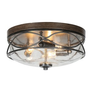 LNC Vine 3-Lights 12.2-in Black and Antique Brown Transitonal Drum Flush Mount Lights - 1 of 4