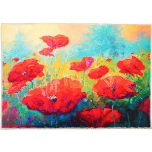Olivia's Home Painted Poppy Field Doormat – 22" x 32" – Indoor Use Only – Bold Impressionist-Style Floral Entry Mat - 1 of 3