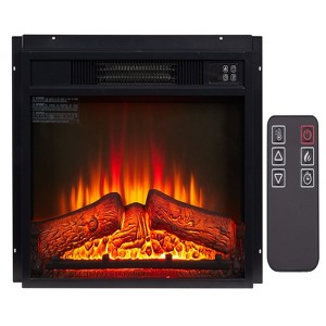 SEVOBAL Indoor Fireplaces Electric Fireplace Insert 23" 1400w 120v Ultra Thin Heater with Log Set, Black, 23"*5.16"*17.13" - 1 of 4