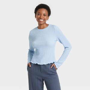 Women's Long Sleeve Crinkle T-Shirt - A New Day™ - 1 of 4