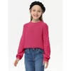 Girls Crewneck Knit Pullover Sweaters Long Lantern Sleeve Oversized Knit Cute Jumper Tops - 4 of 4