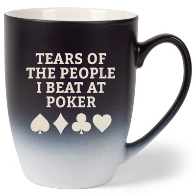 100 North Playing Card 10 Ounce Black and White Two Toned Ombre, Comfortably Fits Your Hands, Ceramic Tea Coffee Cup Mug, TEARS OF THE PEOPLE I BEAT