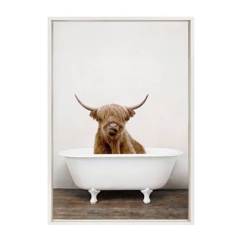 Sylvie Highland Cow in Tub Color Framed Canvas by Amy Peterson - Kate & Laurel All Things Decor, 3 of 10