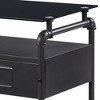 Acme Furniture Nicipolis 23" Nightstands Glass and Sandy Gray: Metal Frame, Open Shelf, No Assembly Required - 3 of 4