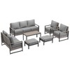 Sonkuki Outdoor Furniture Set Patio Conversation Sofa with Coffee Table Set, All-Weather PE Rattan Couch with Cushion - 2 of 4