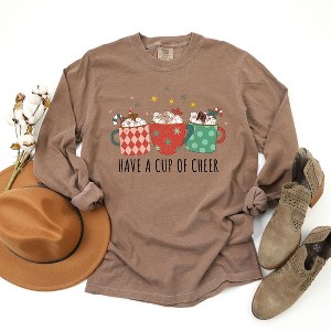 Simply Sage Market Women's Have A Cup Of Cheer Long Sleeve Garment Dyed Tee - 1 of 4