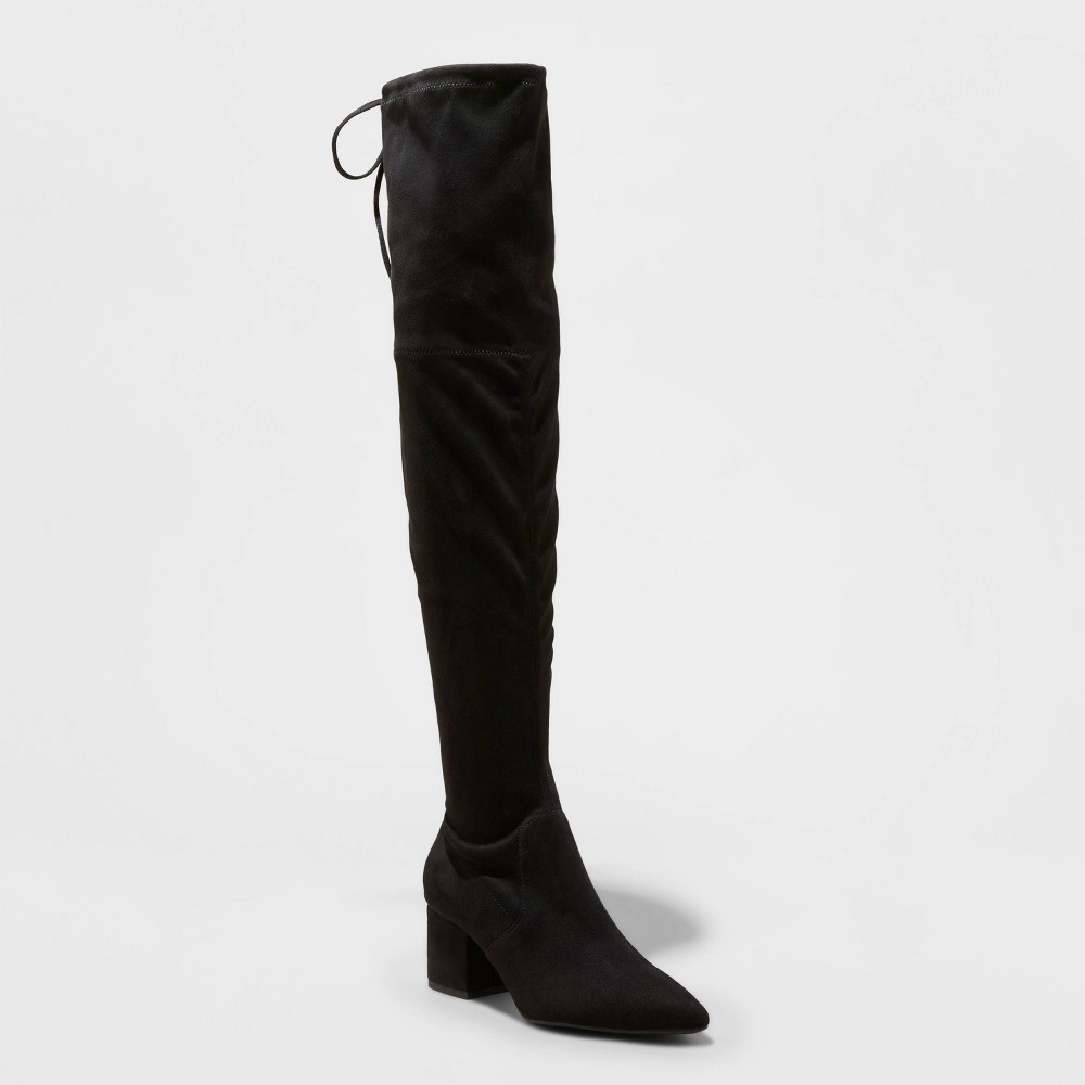 Women's Greta Tall Dress Boots - A New Day Black 5.5