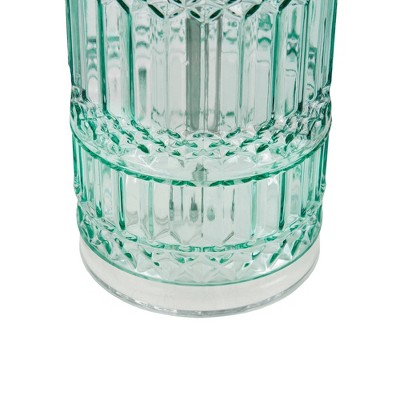 Aqua Blue Textured Glass Table Lamp with White Shade