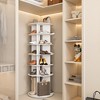 KTMBDW 6 Tier Rotating Shoe Rack Tower, Revolving 360 Shoe Rack Storage Round Carousel, Vertical Handbag Rotate Shoes Closet Organization, White - 3 of 4