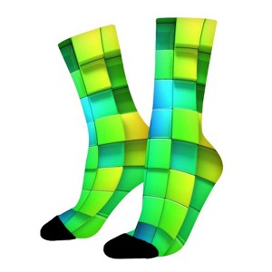 Rainbow Geometric Plaid Women Printed Crew Socks Funny Funky Socks Soft Polyester Novelty Gifts for Artists Men - 1 of 1