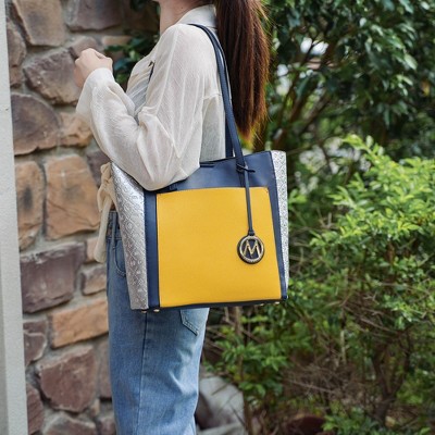 MKF Collection Tote Bag Color Block Magnetic Snap Closure, Leah | MKF Collection by Mia K - Black — фото 2