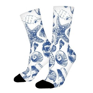 Underwater Landscape Sea Shells Women Printed Crew Socks Funny Funky Socks Soft Polyester Novelty Gifts for Artists Men - 1 of 1