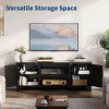 TV Stand for TVs Up to 70", Rattan Entertainment Center with 2 Cabinets & Open Shelf, Boho Media Console Table for Living Room, Apartment - 2 of 4