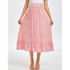Coolmee Women's Maternity Boho Maxi Skirt Floral Smocked Elastic High Waist Pleated A-Line Ruffle Flowy Long Skirts - 2 of 2