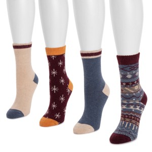 MUK LUKS Women's 4 Pack Holiday Boot Socks - 1 of 3