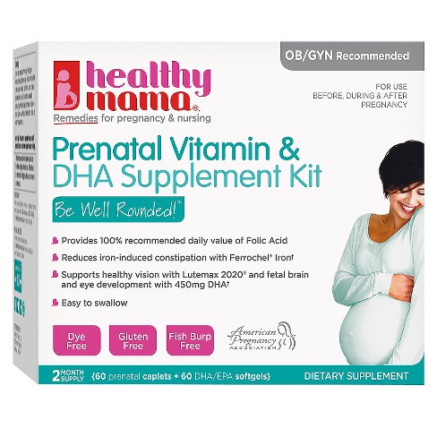 Healthy Mama Prenatal Vitamin Dha Supplement Kit Caplets Softgels 120ct