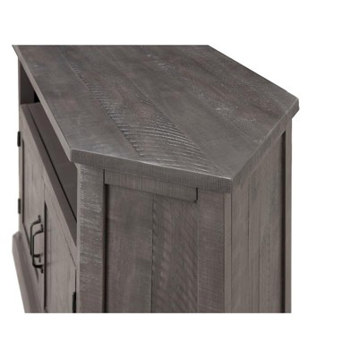 Gray 50" Solid Wood Corner TV Stand with Cabinet