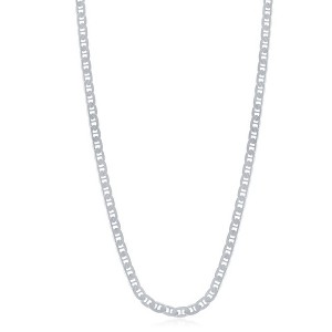 Links of Italy Sterling Silver 3.5mm Flat Marina Chain - Rhodium Plated - Available Sizes: 16  , 18  , 20  , 24  Inches - 1 of 2