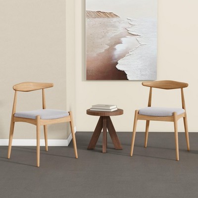 KWPZQEB Wooden Dining Chairs Set of 2, Modern Fabric Upholstered Chairs with Ergonomic Backrest, Farmhouse Dining Chairs for Dining Room, Living Room