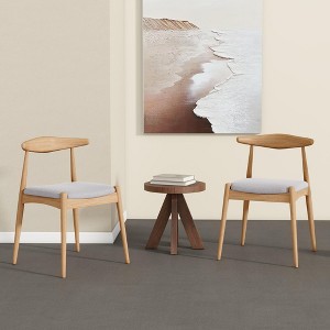 KWPZQEB Wooden Dining Chairs Set of 2, Modern Fabric Upholstered Chairs with Ergonomic Backrest, Farmhouse Dining Chairs for Dining Room, Living Room - 1 of 4