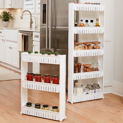 White 5-Tier Rolling Plastic Storage Cart