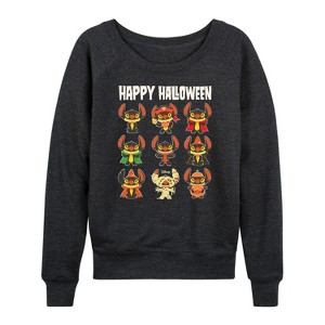 Women's - Lilo and Stitch - Stitch Costumes Lightweight French Terry Wide Neck Long Sleeve Graphic Shirt - 1 of 4