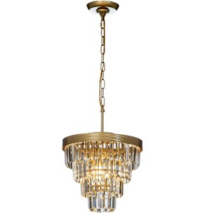 ALOADECOR 3-Light 13" Glam Tierd Chandelier With Crystal Accents - 1 of 4