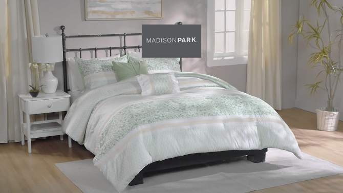 Madison Park 4pc Tulia Seersucker Quilt Bedding Set with Throw Pillows Green, 2 of 13, play video