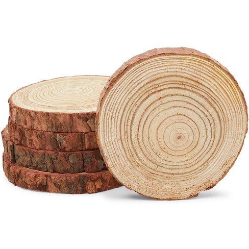 RayLineDo® Unfinished Natural Wood Slices Round Log Discs with Tree Bark Wood Pieces 5-6cm Pack of 20 for DIY Craft Wedding