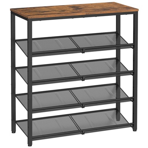 5 Tier Shoe Rack Black Metal With Natural Wood - Brightroom™ : Target