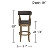 55 Downing Street Wood Swivel Bar Stool Smoke 31 1/4" High Rustic Gray Faux Leather Cushion with Backrest Footrest for Kitchen Counter Height Island - 4 of 4