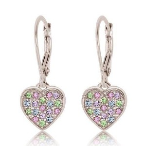 Heart Crystal White Gold Palladium Plating Hypoallergenic Kids Earrings leverback is made from 925 Sterling silver - 1 of 1