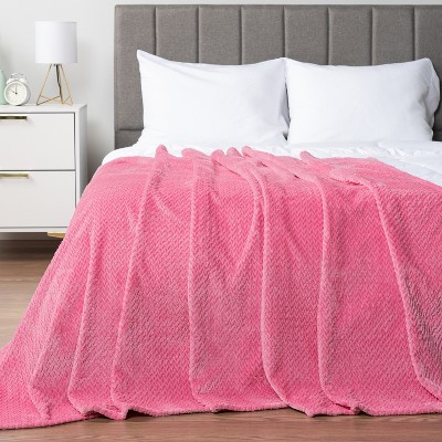 Hot Pink Chevron Fleece Throw Blanket, 50x60 Inches