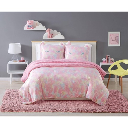 Full/queen 3pc Rainbow Sweetie Reversible Kids' Comforter Set Pink