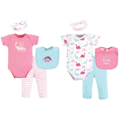Hudson Baby Infant Girl Layette Boxed Giftset, Girl Dino, 0-6 Months