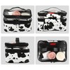 Unique Bargains Black White Double Layer Makeup Bag Cosmetic Travel Bag Case Large Makeup Bag Make Up Organizer Bag for Women Cows Texture 1 Pc - 4 of 4