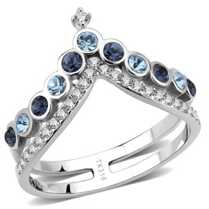 Slickblue Women's Crown-Inspired Halo Ring in Silver, Multicolor Synthetic Crystals, Stainless Steel, Sizes 5 to 10 - 1 of 4