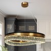 LNC Delphinium 1-Lights 31.5" Modern Luxury Integrated LED Drum Crystsal Chandelier,Brass and Black - 2 of 4