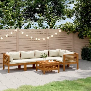vidaXL Garden Lounge Set Cream, Acacia wood Solid Acacia wood, fabric - 1 of 4